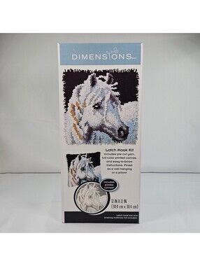 New Dimensions White Horse Latch Hook Kit 72-75200 12x12 Printed Craft NWT